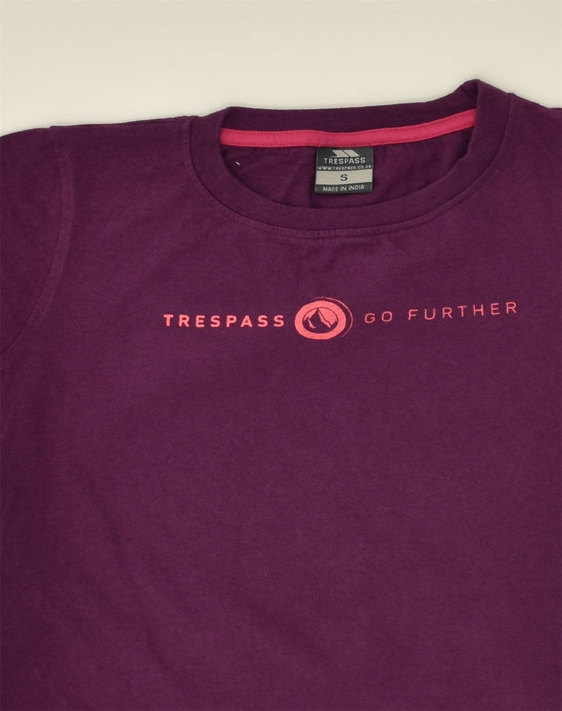 TRESPASS Womens Graphic T-Shirt Top UK 8 Small Purple Cotton | Vintage Trespass | Thrift | Second-Hand Trespass | Used Clothing | Messina Hembry 