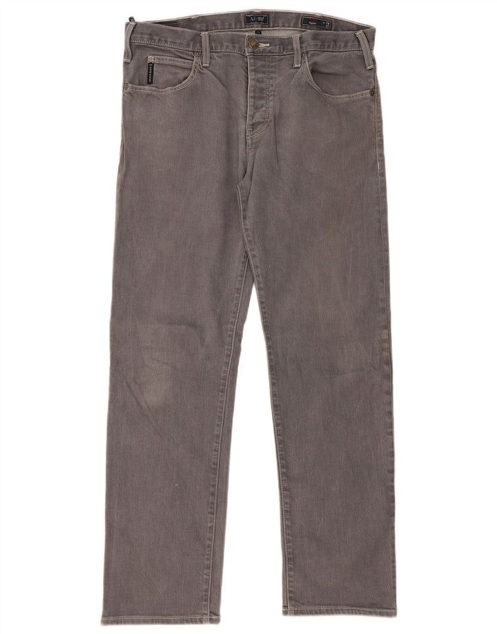 Armani Womens Regular Straight Jeans W34 L32 Grey Cotton