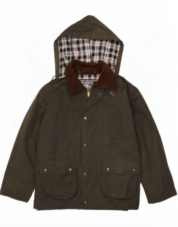 Lakeline Mens Hooded Waxed Cotton Jacket UK 42 XL Khaki