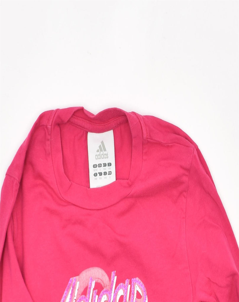 ADIDAS Girls Graphic Sweatshirt Jumper 9-10 Years Pink Cotton | Vintage | Thrift | Second-Hand | Used Clothing | Messina Hembry 