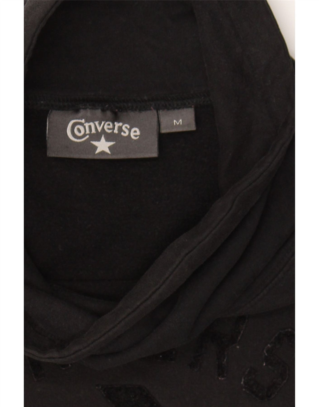 CONVERSE Womens Graphic Hoodie Jumper UK 14 Medium Black Cotton Vintage Converse and Second-Hand Converse from Messina Hembry 