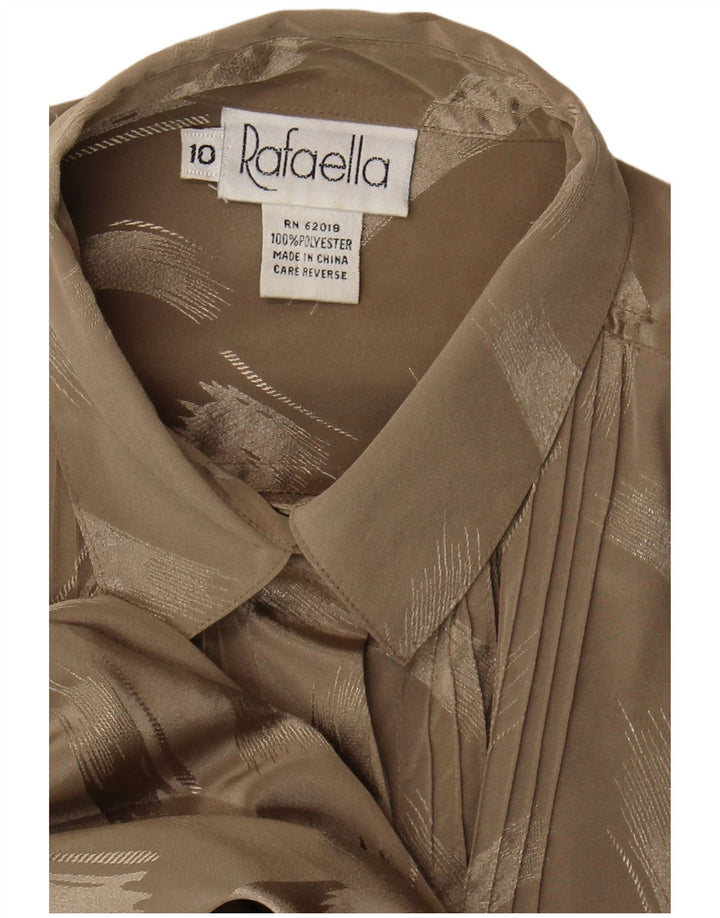 Rafaella  Womens Abstract Pattern Shirt Blouse US 10 Large Brown Polyester