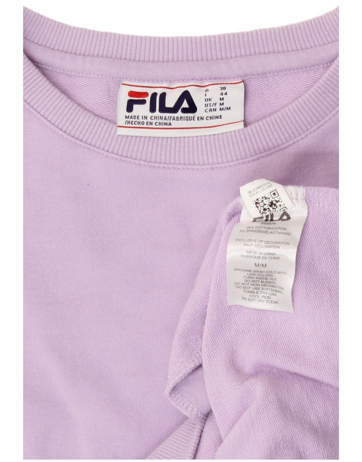 Fila Womens Sweatshirt Jumper UK 14 Medium Purple Cotton