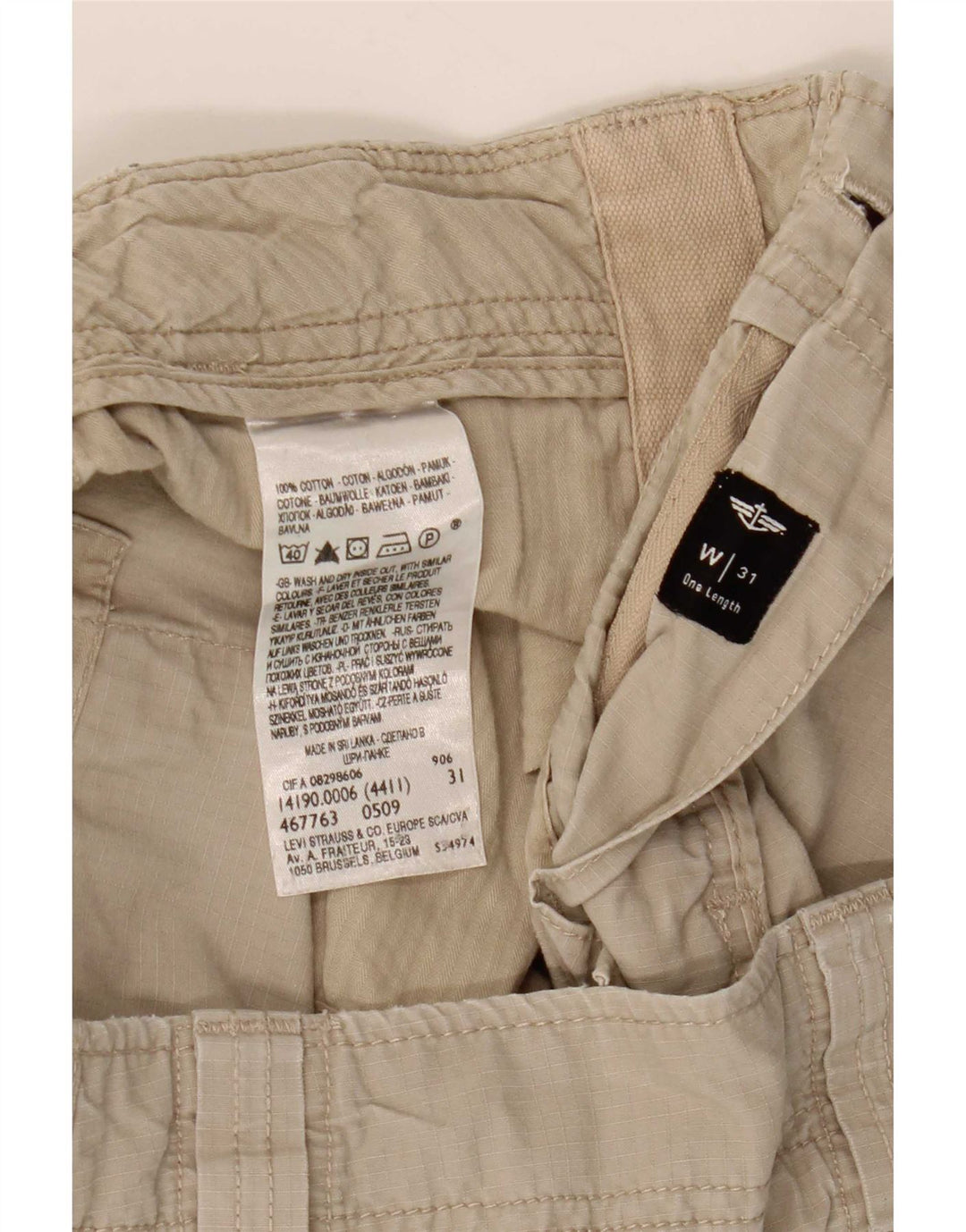 Dockers Mens Comfort Fit Cargo Shorts W31 Medium Beige Cotton