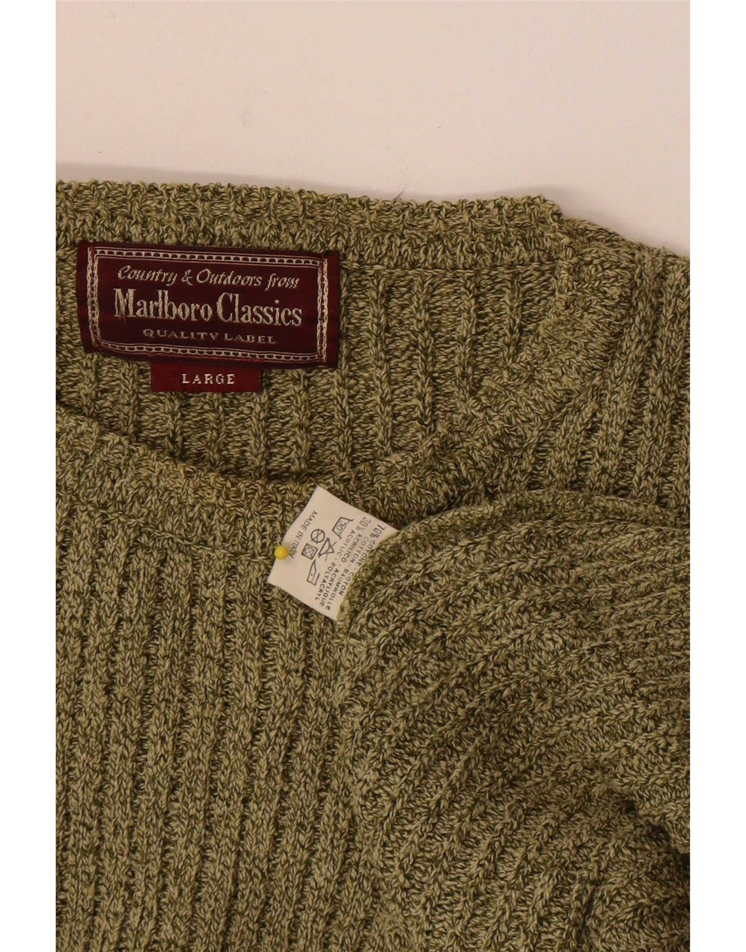 Marlboro Classics Mens Boat Neck Jumper Sweater Large Green Cotton