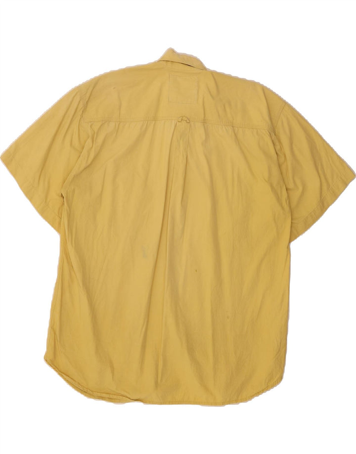 VINTAGE Mens Short Sleeve Shirt Large Yellow Cotton Vintage Vintage and Second-Hand Vintage from Messina Hembry 