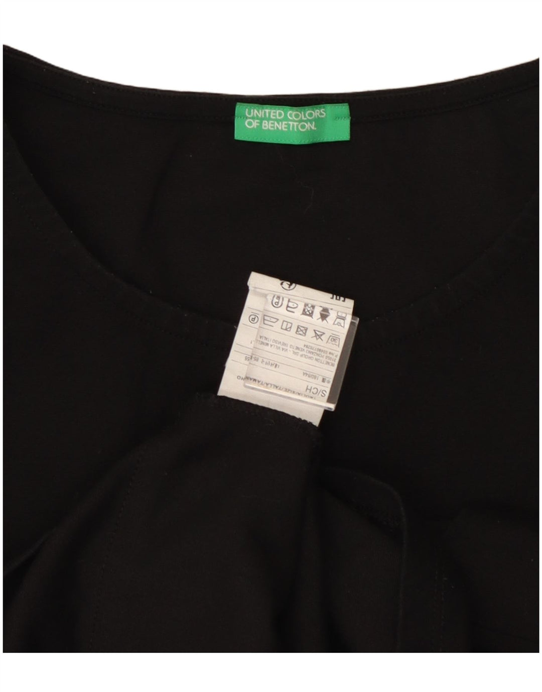 BENETTON Womens Oversized Top Long Sleeve UK 10 Small Black Cotton
