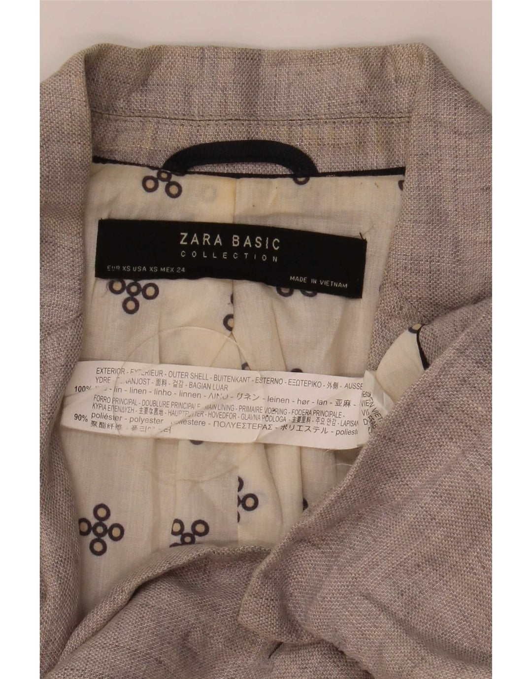 Zara Womens 1 Button Blazer Jacket UK 6 XS Grey Linen