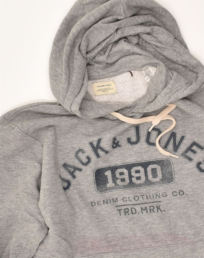 JACK & JONES Mens Graphic Hoodie Jumper Small Grey Cotton | Vintage Jack & Jones | Thrift | Second-Hand Jack & Jones | Used Clothing | Messina Hembry 