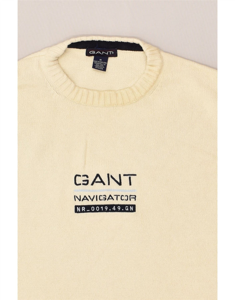 GANT Mens Crew Neck Jumper Sweater Medium Off White Cotton | Vintage Gant | Thrift | Second-Hand Gant | Used Clothing | Messina Hembry 