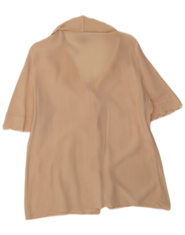Vintage Womens Short Sleeve Oversized Shirt Blouse IT 44 Medium Beige Silk