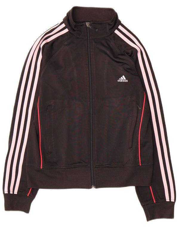 Adidas Womens Tracksuit Top Jacket UK 12 Medium  Black Polyester
