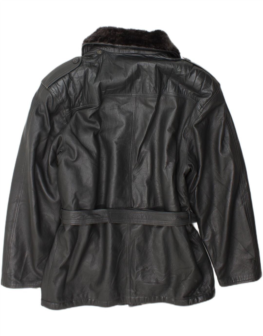Vintage Mens Military Leather Jacket IT 54 2XL Grey