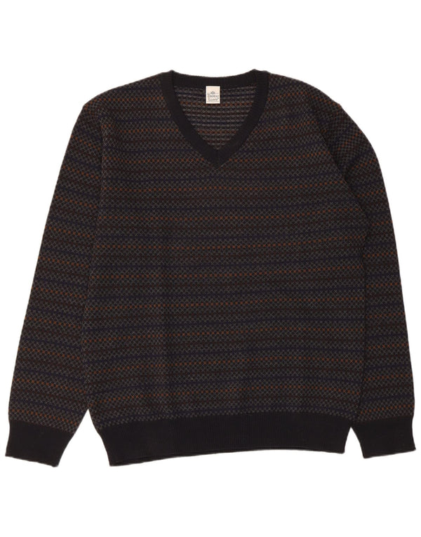 THOMAS LLOYD Mens V-Neck Jumper Sweater IT 48 Medium Navy Blue Striped