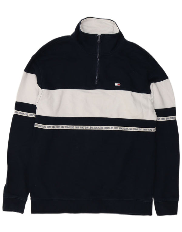 Tommy Hilfiger Mens Graphic Sweatshirt Jumper Small Navy Blue Colourblock