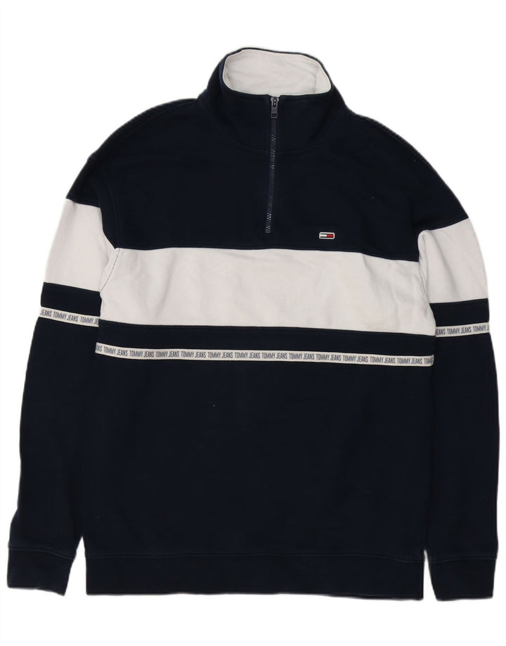 Tommy Hilfiger Mens Graphic Sweatshirt Jumper Small Navy Blue Colourblock