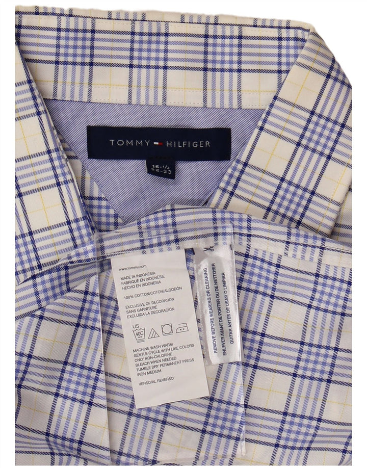 TOMMY HILFIGER Mens Shirt Size 16 1/2 Large Blue Check Cotton