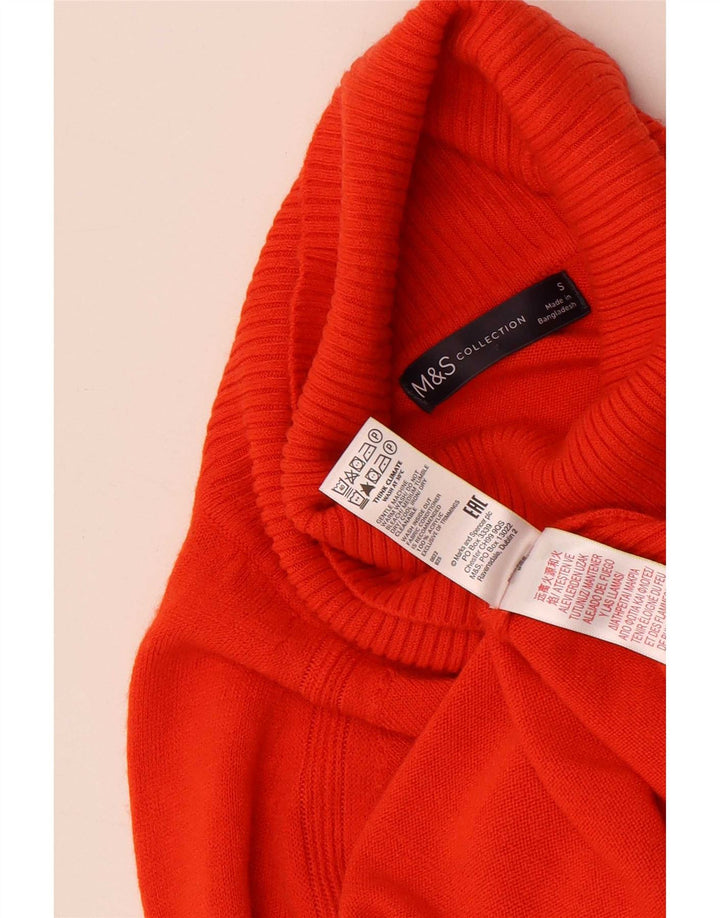 Marks & Spencer Womens Roll Neck Jumper Sweater UK 10 Small Red Acrylic