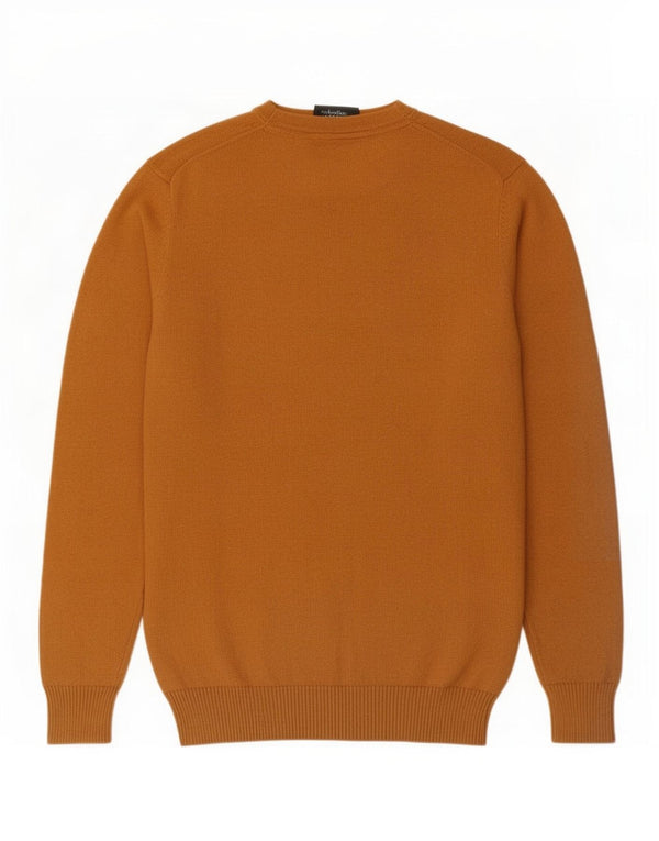 Lyle & Scott Mens Crew Neck Jumper Sweater Small Brown Cotton