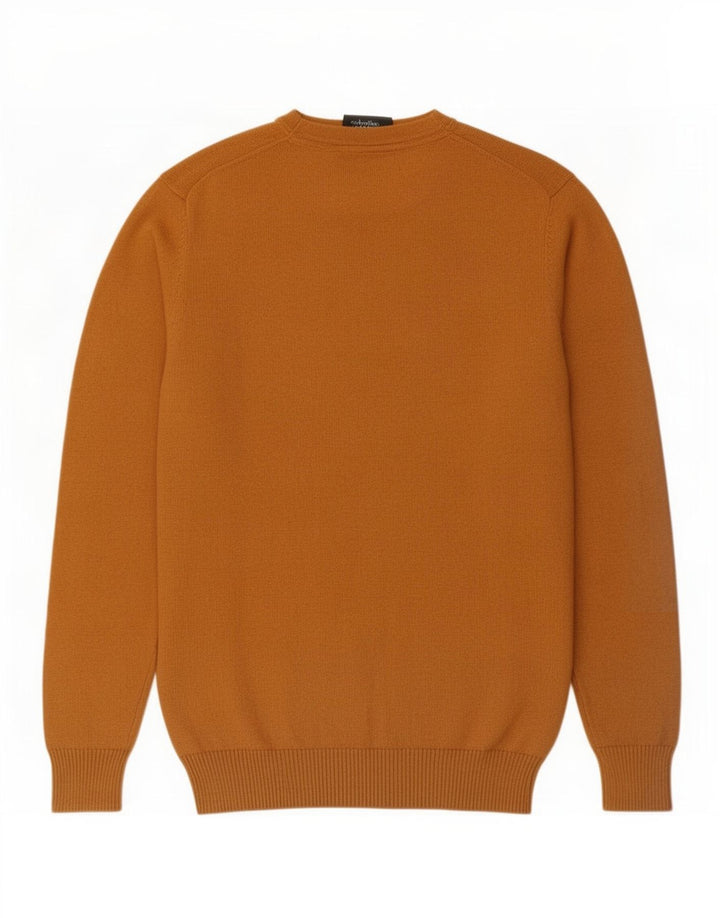 Lyle & Scott Mens Crew Neck Jumper Sweater Small Brown Cotton