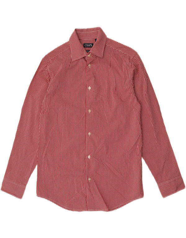 Chaps Boys Stretch Shirt 12-13 Years Large Red Gingham Cotton