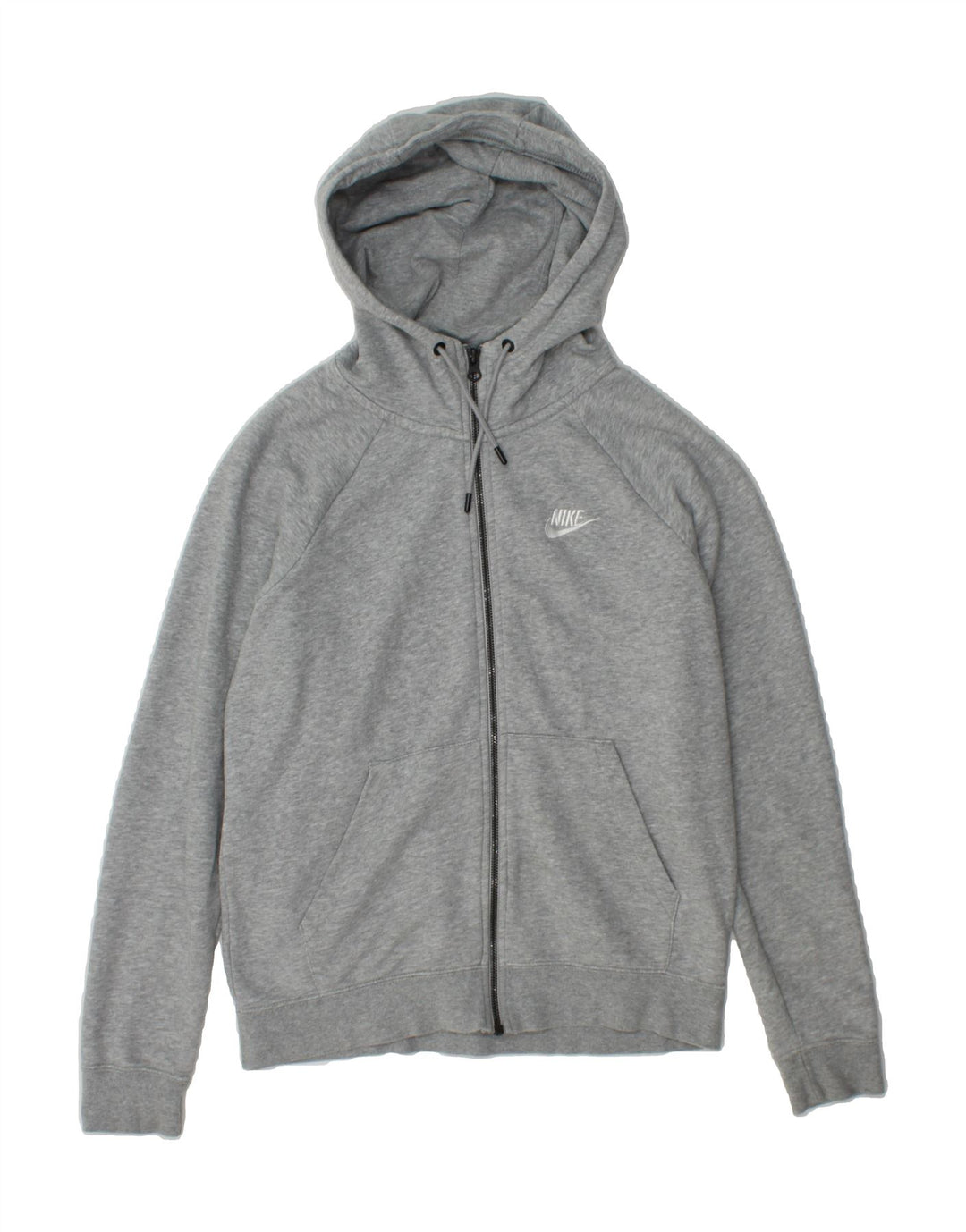 NIKE Womens Oversized Zip Hoodie Sweater UK 10 Small Grey Cotton Vintage Nike and Second-Hand Nike from Messina Hembry 