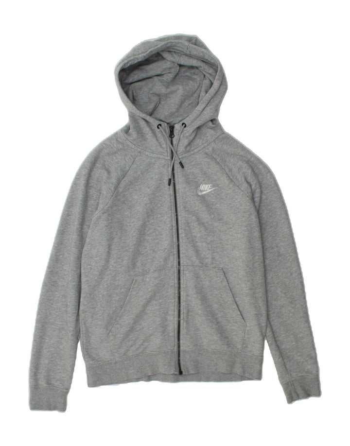 NIKE Womens Oversized Zip Hoodie Sweater UK 10 Small Grey Cotton Vintage Nike and Second-Hand Nike from Messina Hembry 