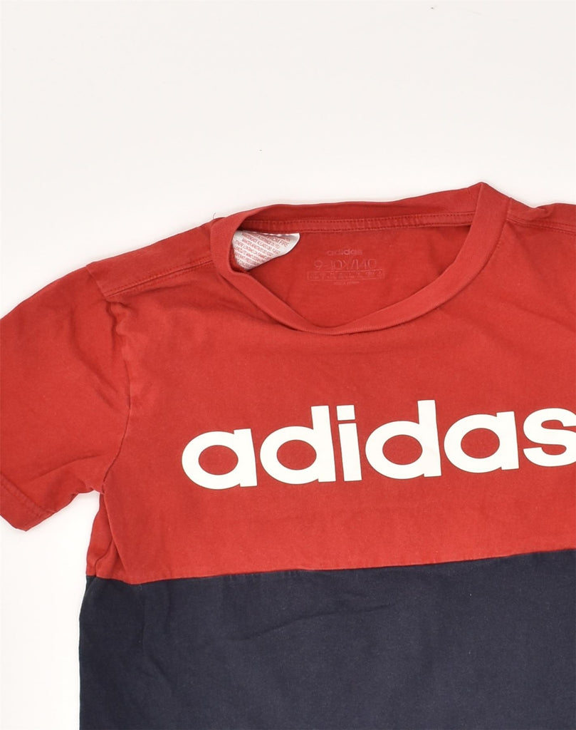 ADIDAS Boys Graphic T-Shirt Top 9-10 Years Red Colourblock Cotton | Vintage Adidas | Thrift | Second-Hand Adidas | Used Clothing | Messina Hembry 