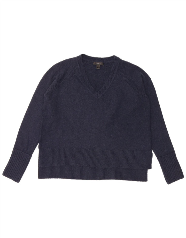 J. CREW Womens Oversized V-Neck Jumper Sweater UK 10 Small Navy Blue