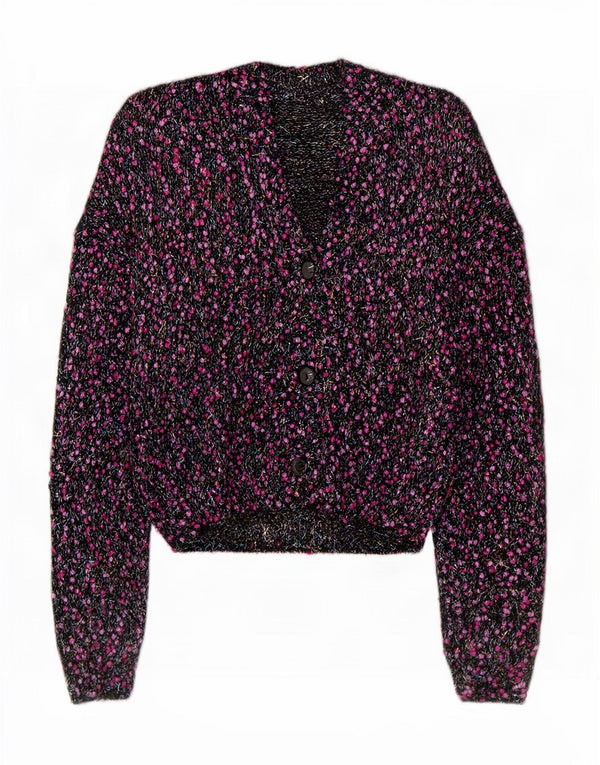 Vintage Womens Cardigan Sweater UK 14 Medium Black Flecked