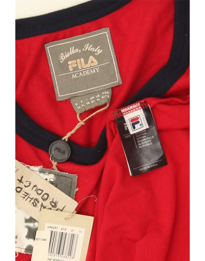 Fila Mens T-Shirt Top XL Red Cotton