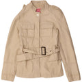 Vintage Womens Military Leather Jacket IT 44 Medium Beige Leather