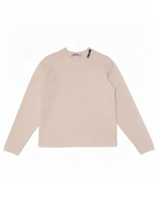 Calvin Klein Jeans Womens Top Long Sleeve UK 10 Small White