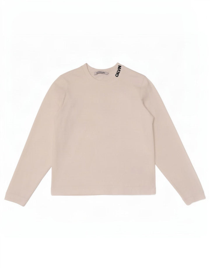 Calvin Klein Jeans Womens Top Long Sleeve UK 10 Small White
