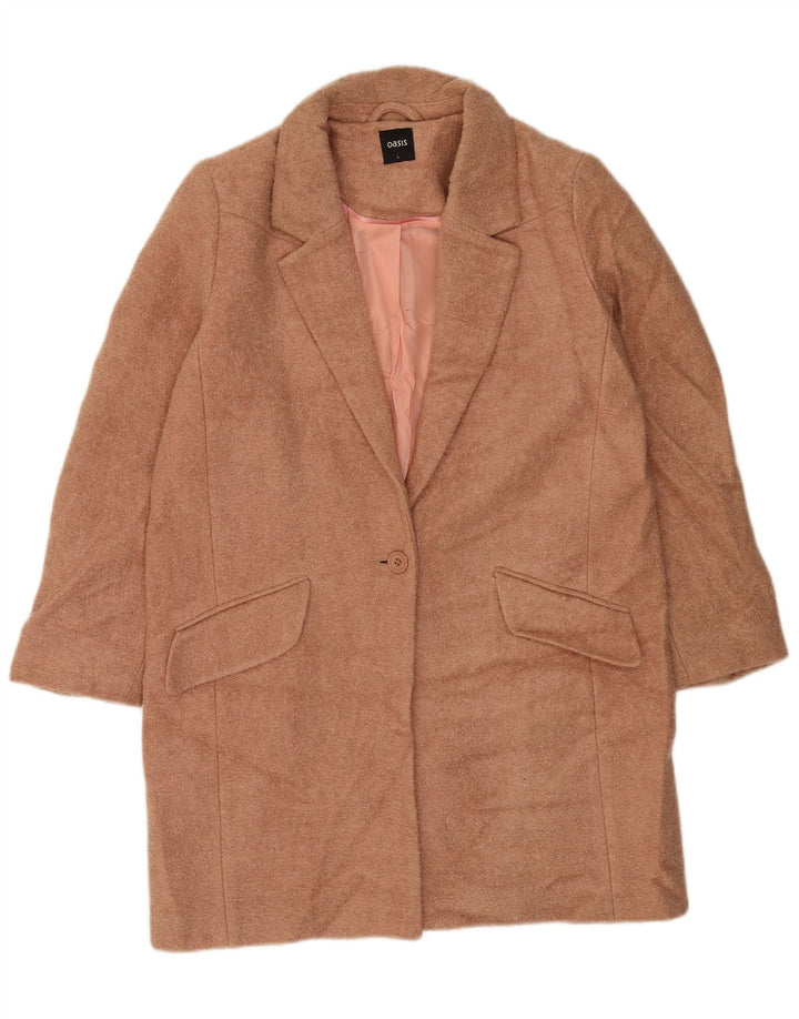 Oasis Womens Overcoat UK 16 Large Brown Polyester