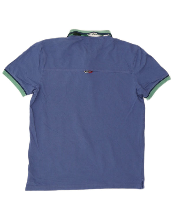 TOMMY HILFIGER Mens Regular Fit Polo Shirt Medium Blue Cotton