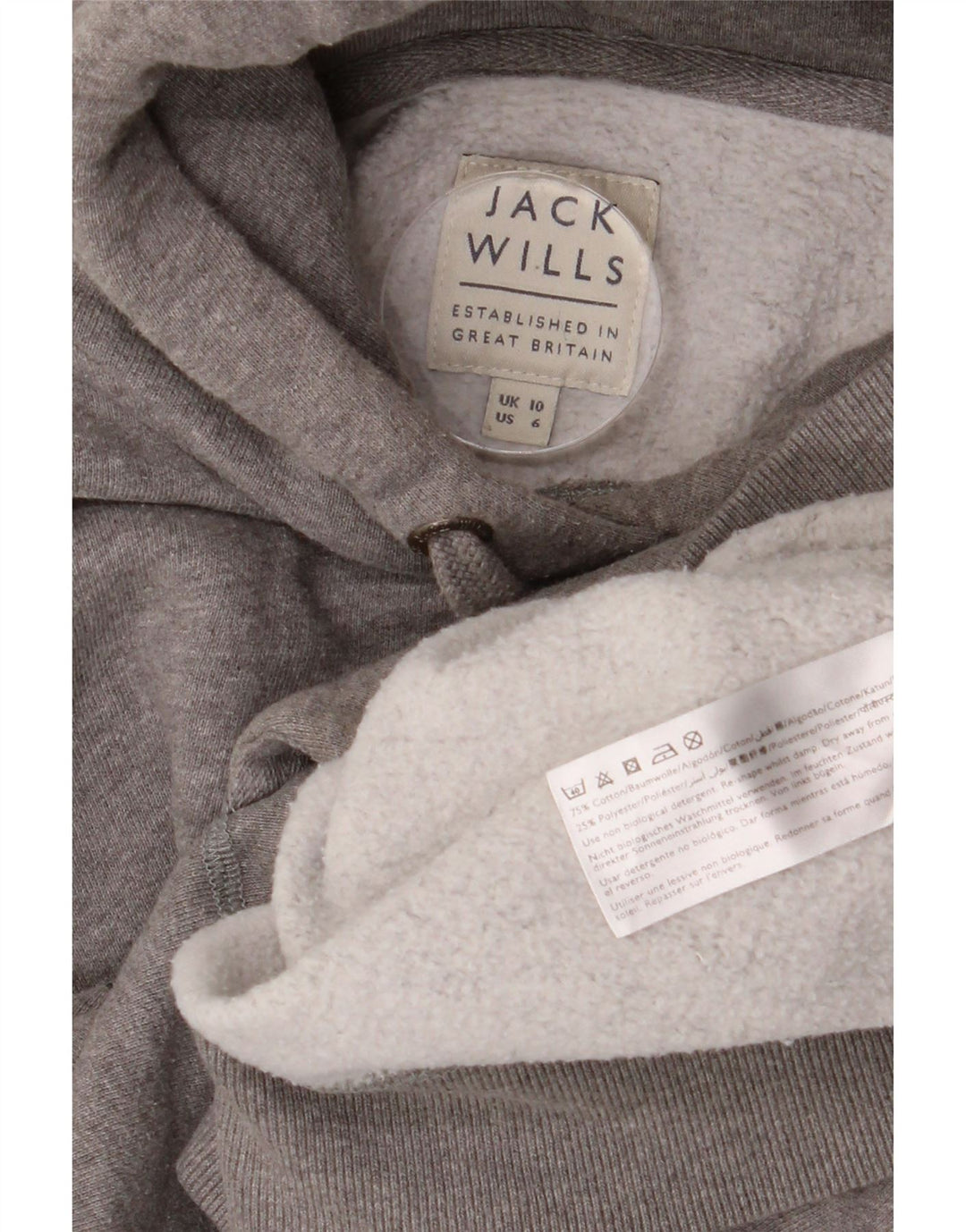 JACK WILLS Womens Salcombe Devon Oversized Hoodie Jumper UK 10 Small Grey