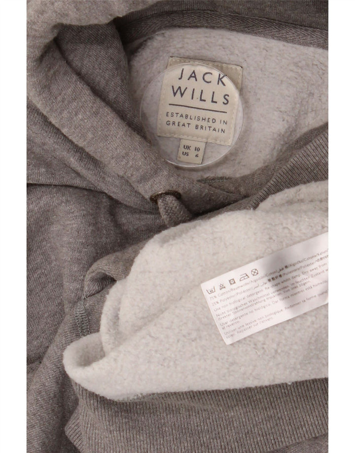 JACK WILLS Womens Salcombe Devon Oversized Hoodie Jumper UK 10 Small Grey