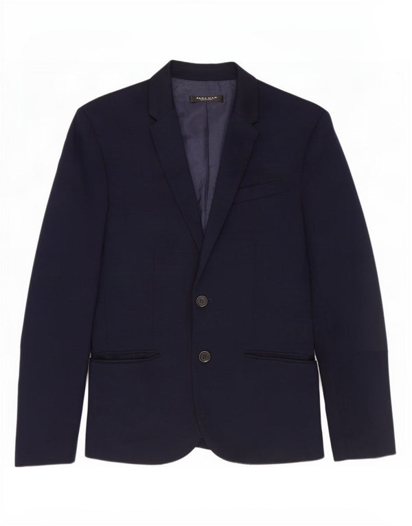 Zara Mens 2 Button Blazer Jacket UK 36 Small Navy Blue