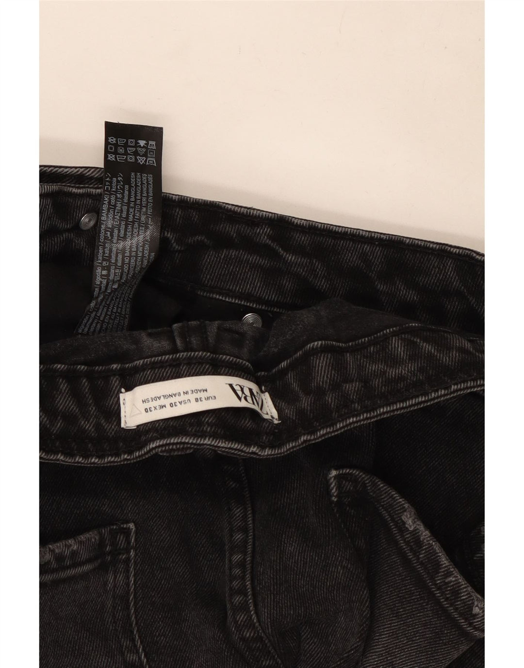 Zara Mens Denim Shorts EU 38 Small W30  Black Cotton