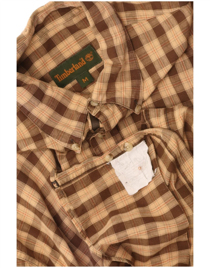 TIMBERLAND Mens Flannel Shirt Medium Brown Check Cotton