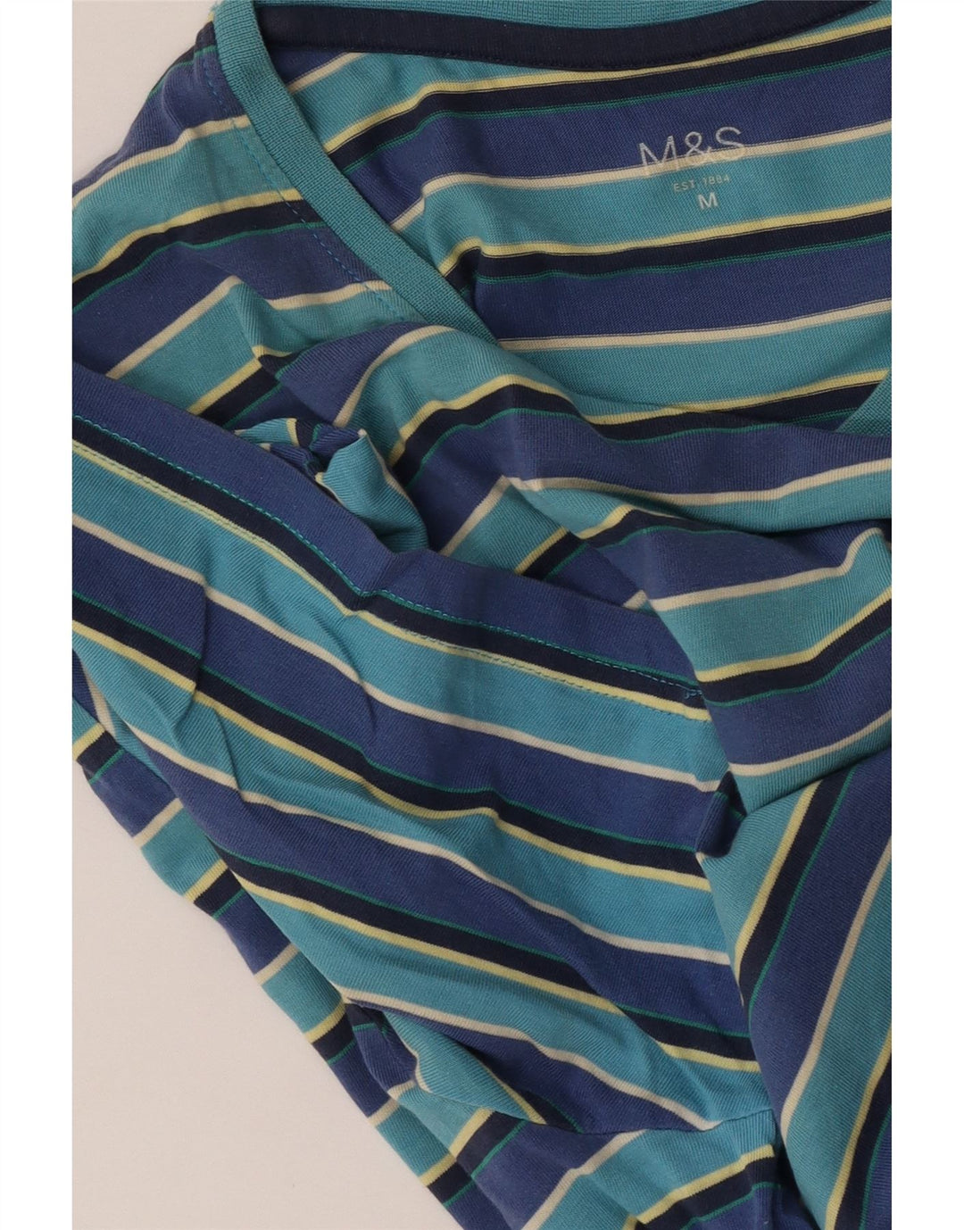 Marks & Spencer Mens T-Shirt Top Medium Blue Striped