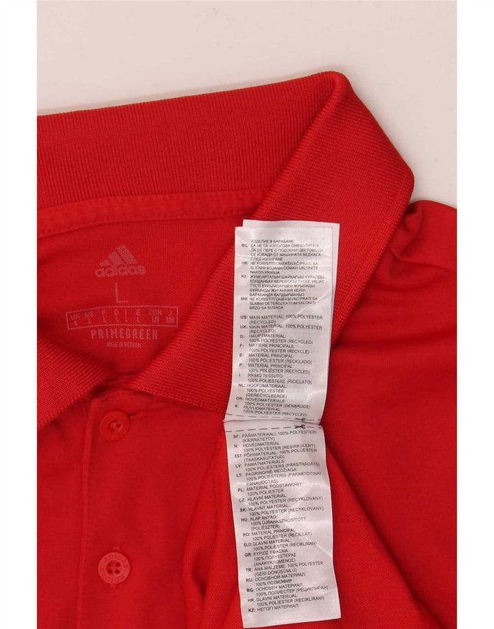 Adidas Mens Polo Shirt Large Red Polyester