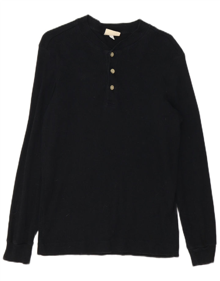Sisley Mens Top Long Sleeve Medium Black Cotton