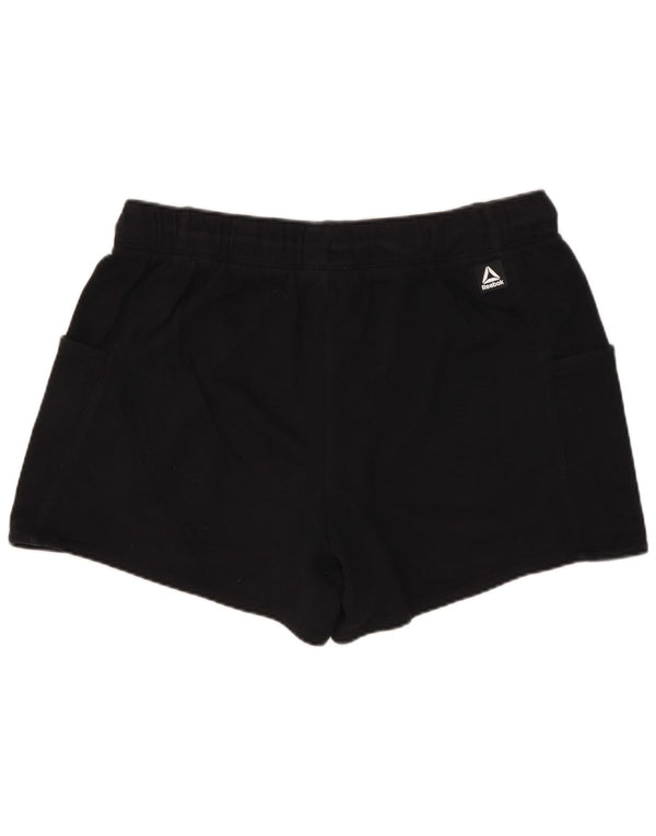 REEBOK Womens Sport Shorts UK 14 Large  Black Cotton