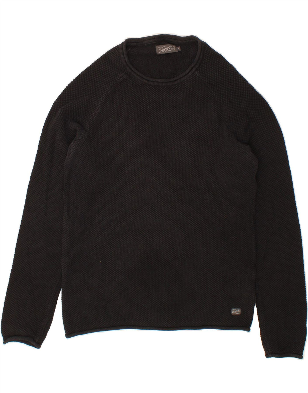 JACK & JONES Mens Crew Neck Jumper Sweater Small Black Cotton Vintage Jack & Jones and Second-Hand Jack & Jones from Messina Hembry 