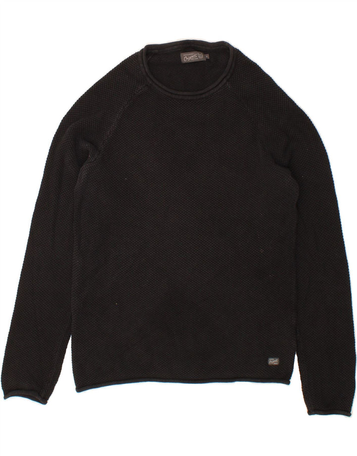 JACK & JONES Mens Crew Neck Jumper Sweater Small Black Cotton Vintage Jack & Jones and Second-Hand Jack & Jones from Messina Hembry 