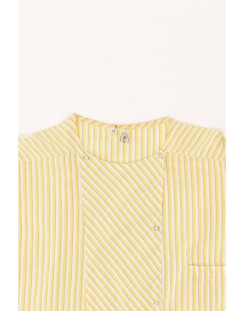 VINTAGE Womens Short Sleeve Shirt Blouse IT 42 Medium Yellow Striped | Vintage Vintage | Thrift | Second-Hand Vintage | Used Clothing | Messina Hembry 