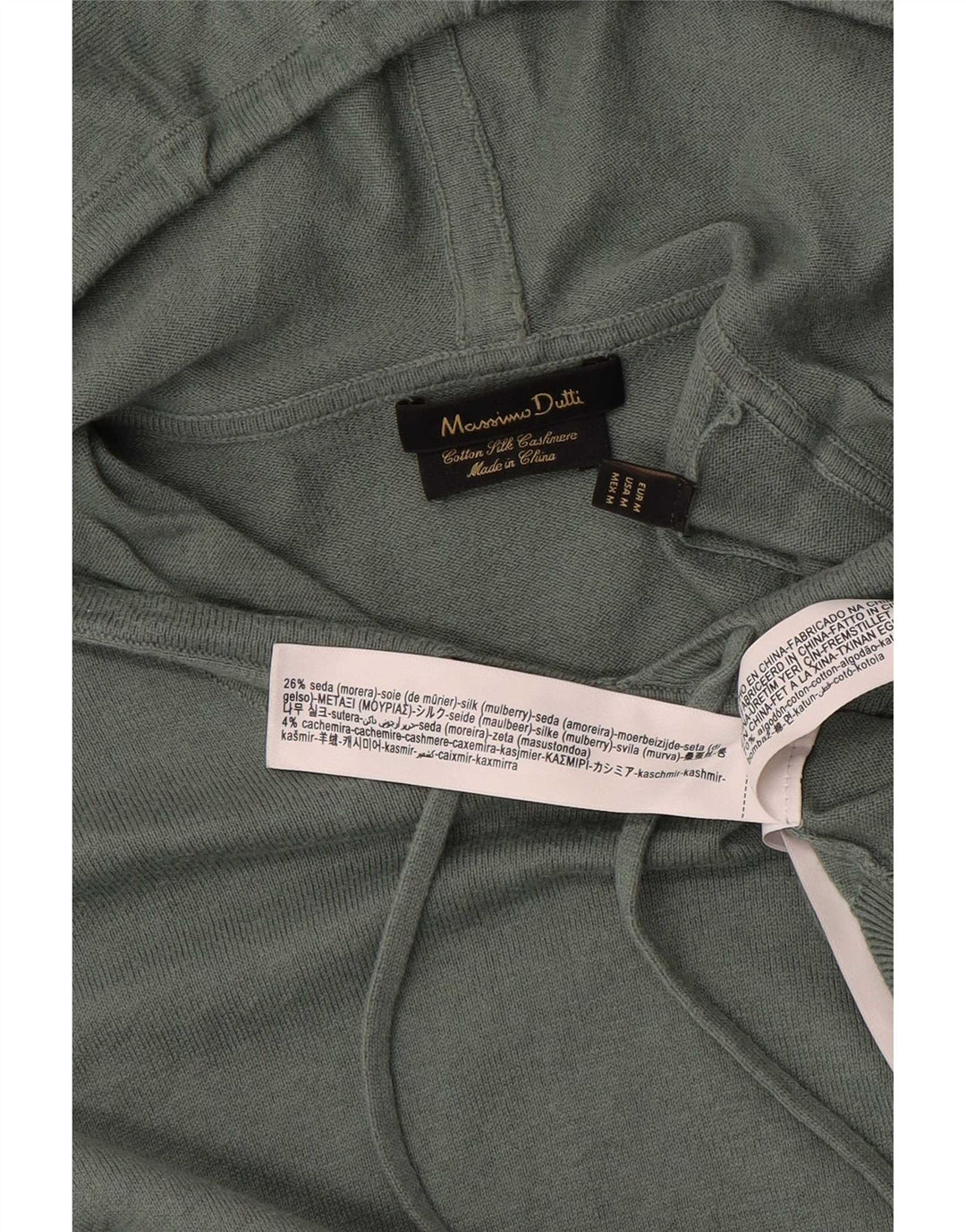 Massimo Dutti Mens Hooded Jumper Sweater Medium Green Cotton