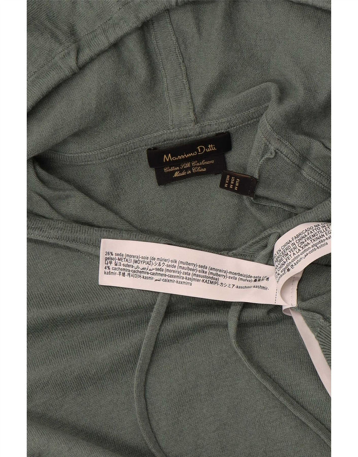 Massimo Dutti Mens Hooded Jumper Sweater Medium Green Cotton